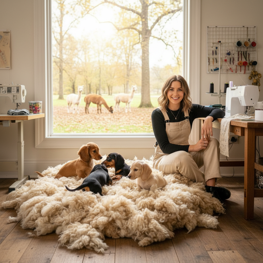 Premium Alpaca Wool Dog Bed - Made in France (Large)