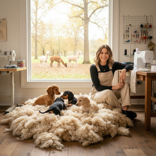 Premium Alpaca Wool Dog Bed - Made in France (Medium)