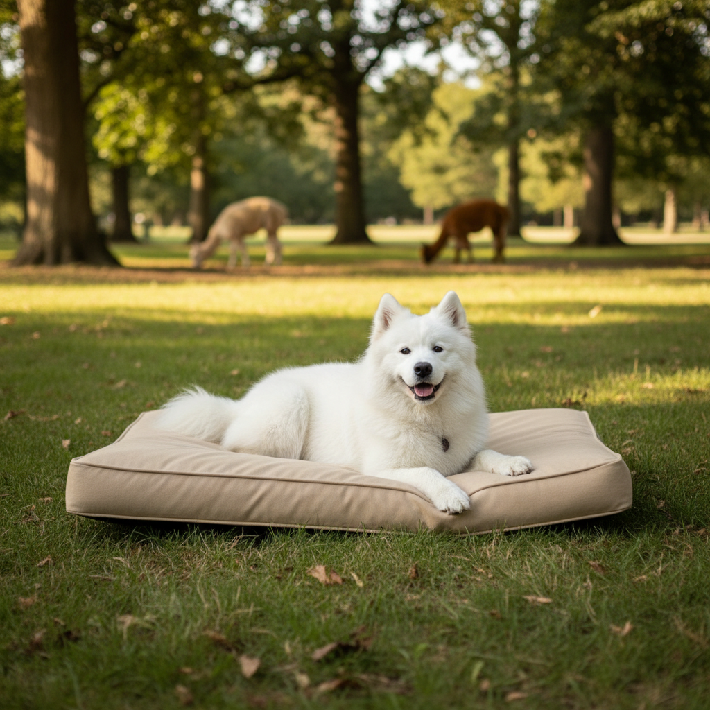 Premium Alpaca Wool Dog Bed - Made in France (Medium)